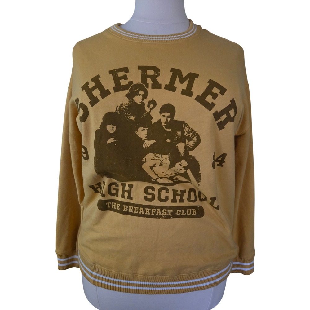 The Breakfast Club Shermer High School Graphic Sweatshirt Yellow XL 1984 Movie